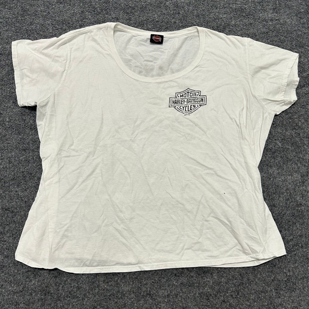 Harley-Davidson T-Shirt Womens XL White Orlando Florida Graphic Scoop Neck Tee